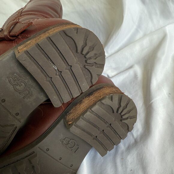 UGG Brown Red Dahlen Leather Womens Lined Equestrian Boots Winter 1006043 Size 7 - Picture 14 of 14